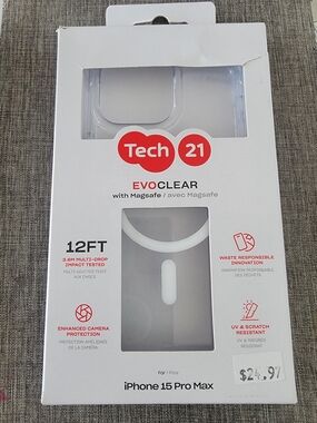 tech21 EvoClear MagSafe Case for iPhone 15 Pro Max - Clear